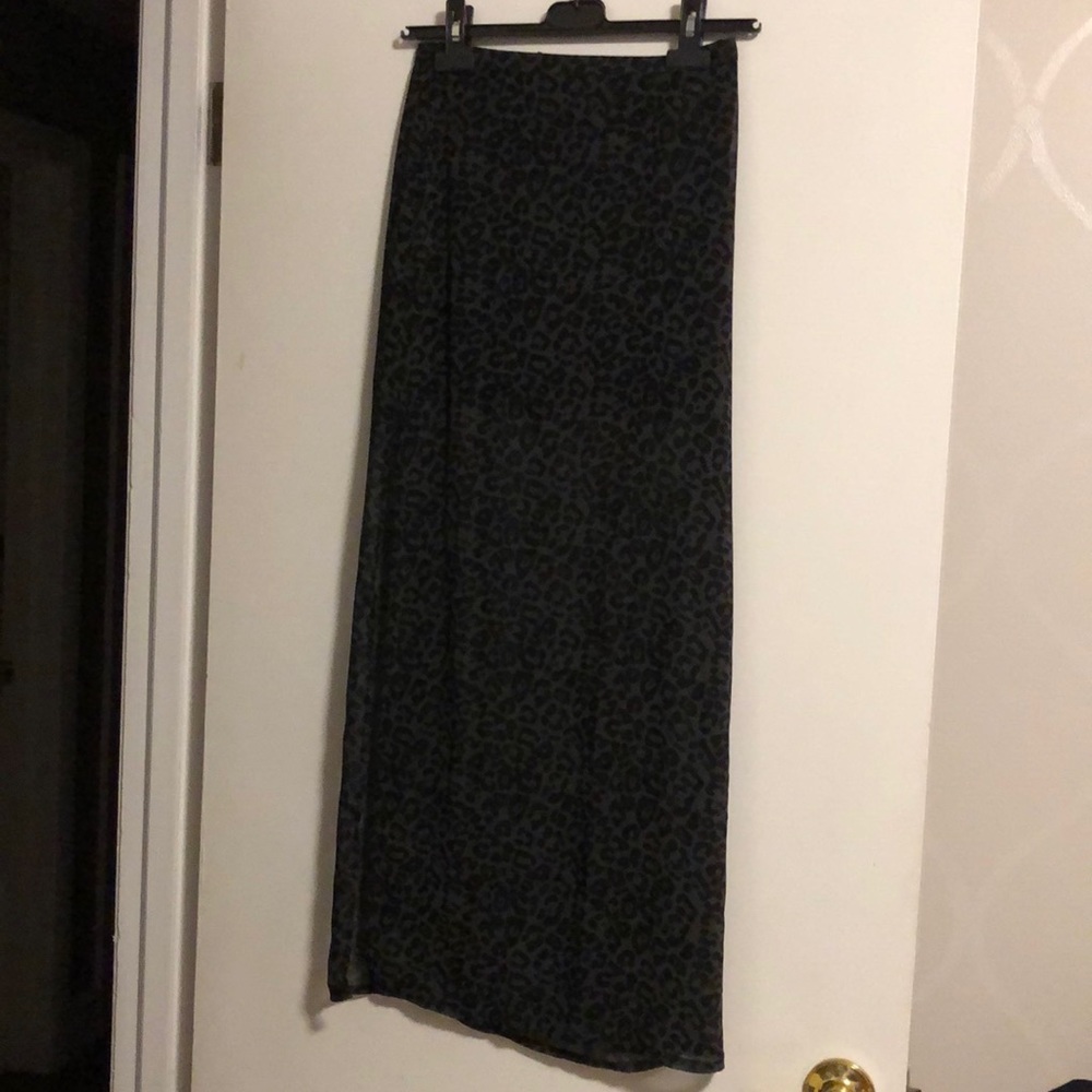 Black and gray leopard maxi skirt